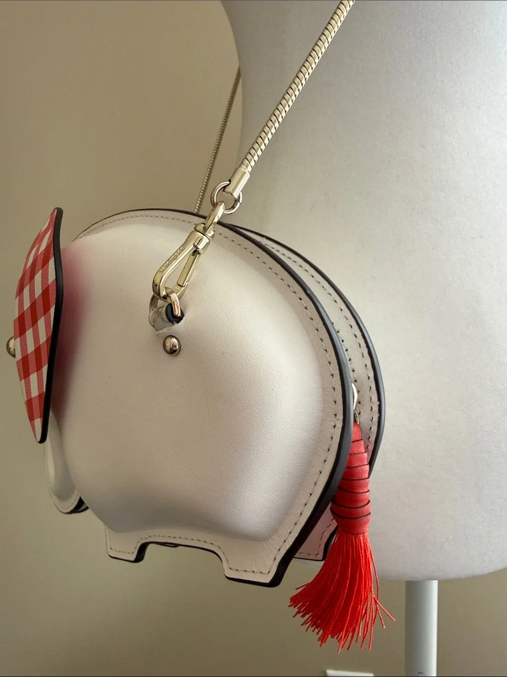 Kate Spade Tiny Elephant Crossbody Purse White Red